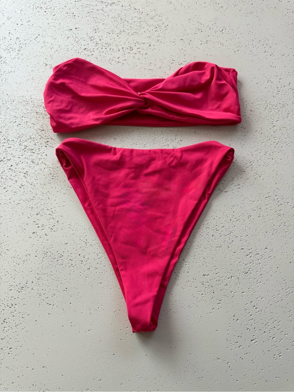 Aexae Swimwear Bandeau Bikini Set in Hot Pink